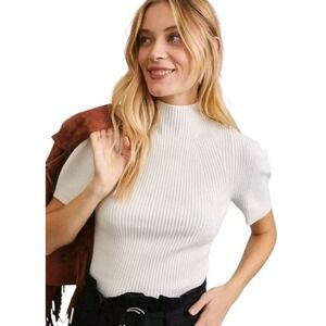 NWT Anthropologie Maeve Annette Sweater Off White SZ L Vintage Inspired RTL‎ $88